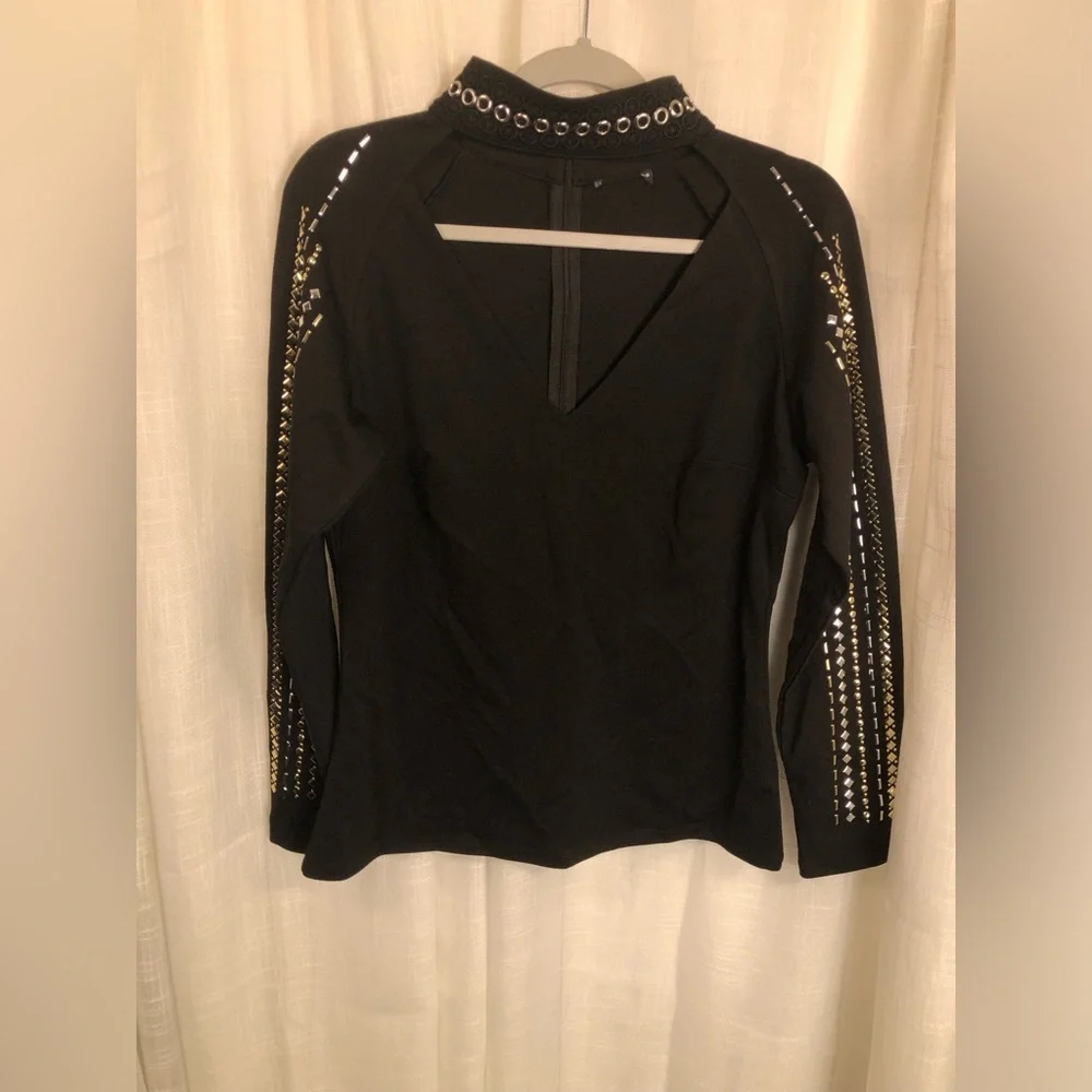 Black Studded Women's Top - Picture 4 of 11